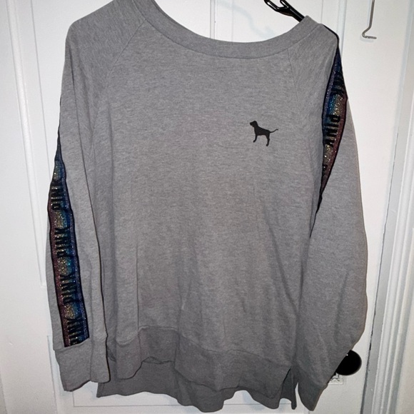 PINK Victoria's Secret Sweaters - PINK Victoria's Secret Gray Crewneck Sweatshirt
